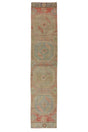Hayat / 2x12 Pastel Pink Oriental Rug Runner Front Side