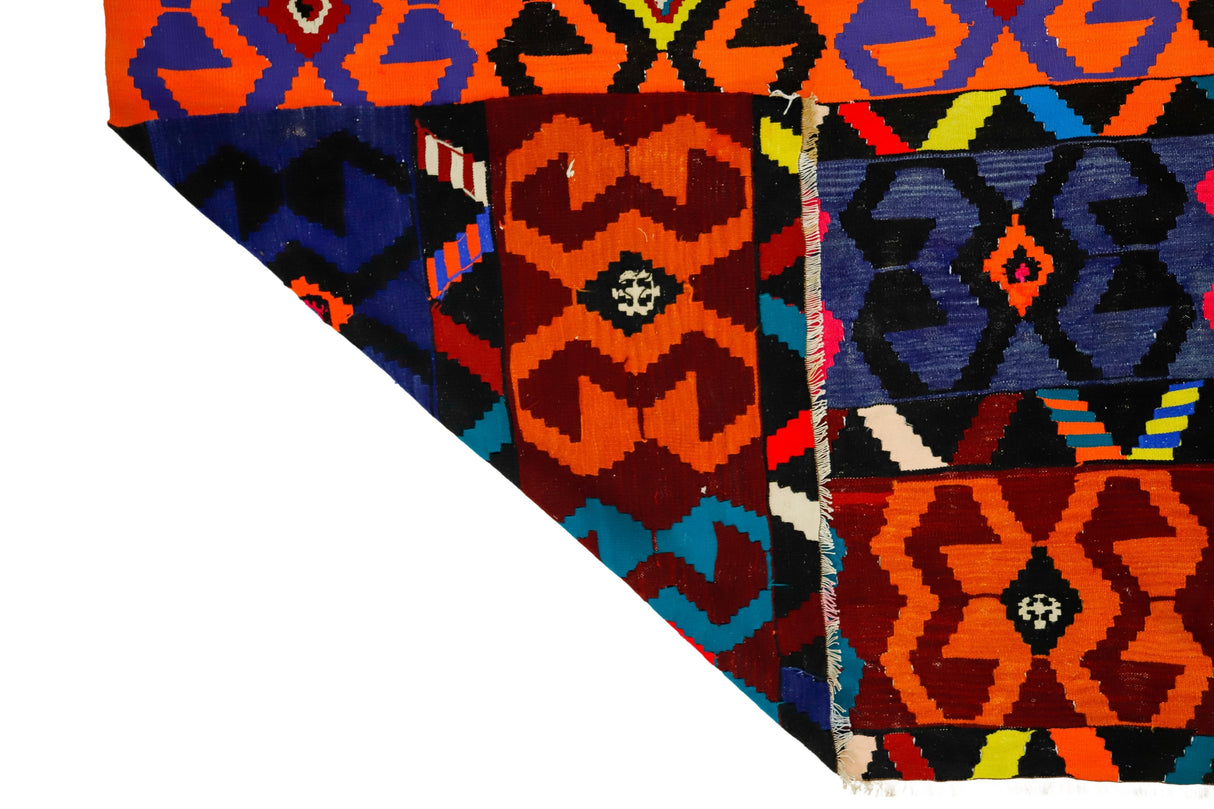 Kagızman / 6x10 Multi-Color Oriental Tribal Kilim Rug Back Side