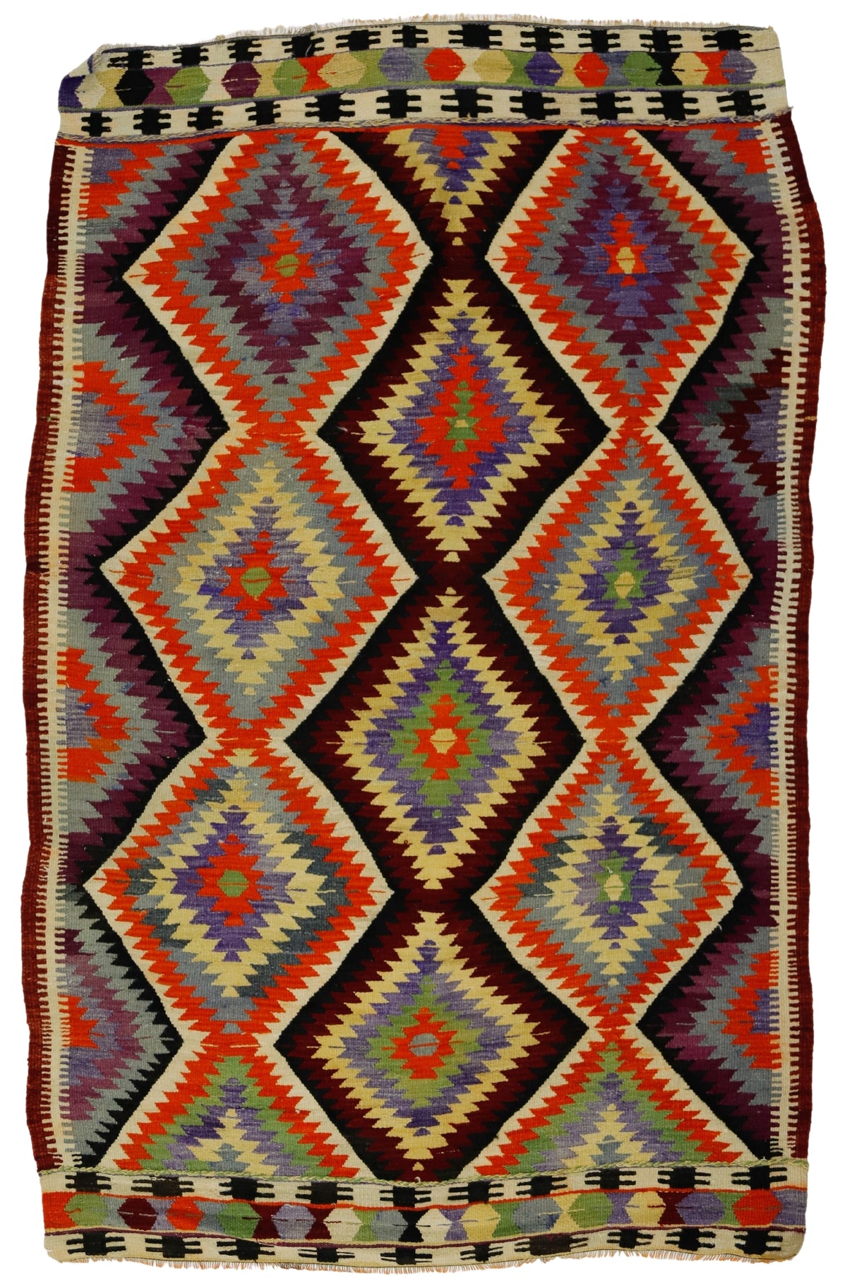 Karadere / 5x7 Tribal Turkish Boho Kilim Rug Front Side