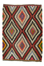 Selviler / 5x8 Rustic Vintage Area Kilim Rug Front Side