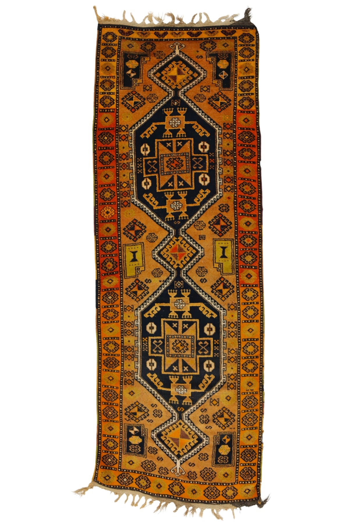 Sere Kani / 3x9 Vintage Kurdish Rustic Rug Runner Front Side