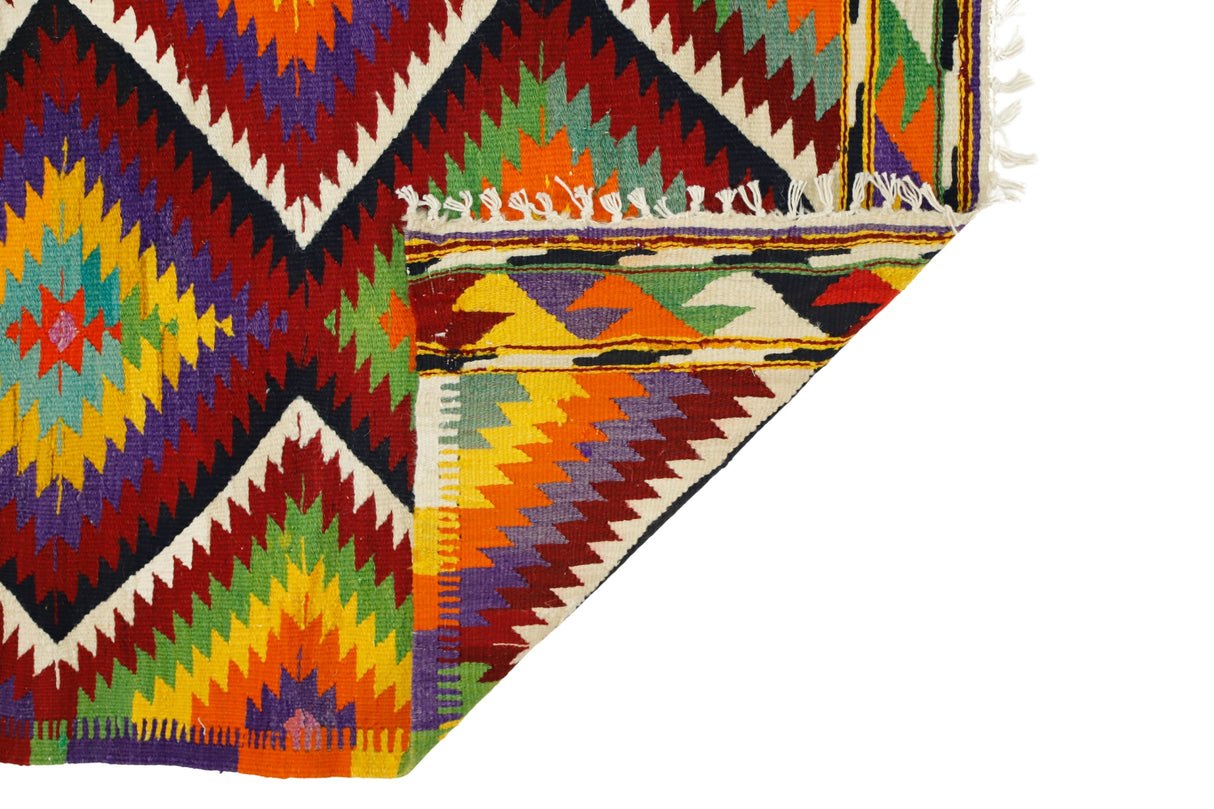 Sirge / 3x3 Bohemian Oriental Area Kilim Rug Back Side