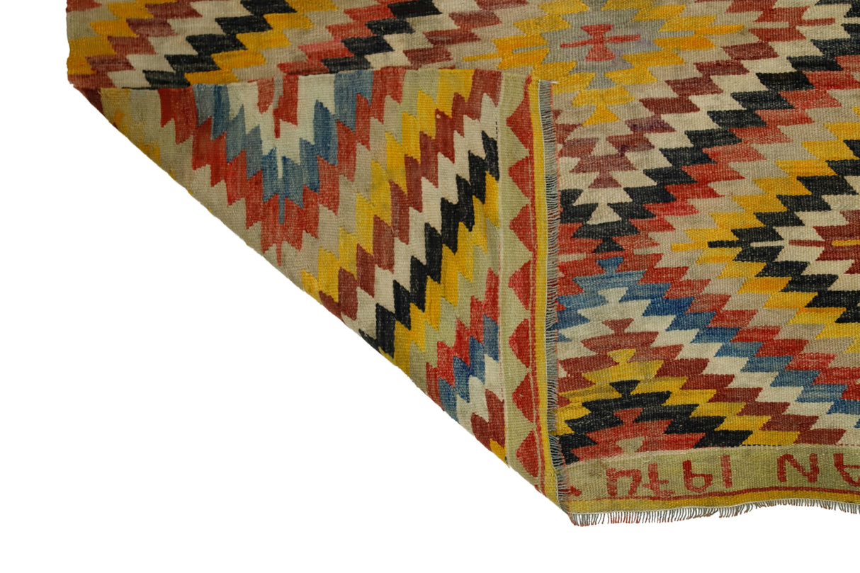 Altıeylul / 5x10 Vintage Wool Oriental Kilim Back Side
