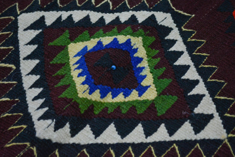 Aslanapa / 2x3 Red Tribal Turkish Kilim Rug Detail