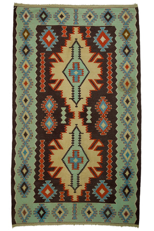 Green Vintage Oriental Kilim Rug
