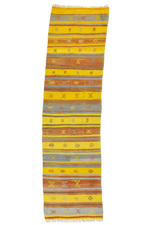 Yellow Striped Vintage Kilim Runner