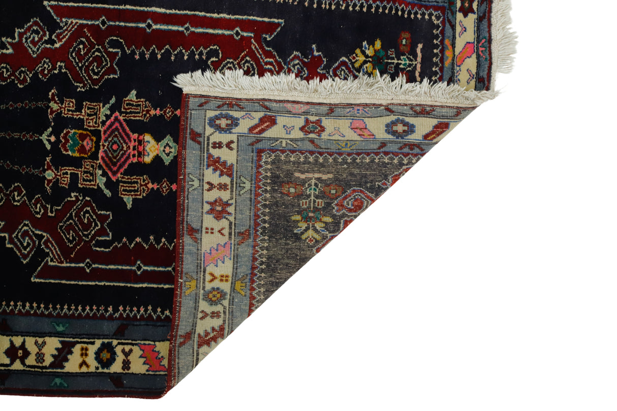 Borukkuyu / 4x13 Blue Vintage Tribal Rug Runner Back Side