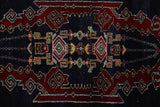 Borukkuyu / 4x13 Blue Vintage Tribal Rug Runner Close Up