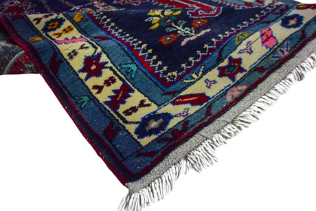 Borukkuyu / 4x13 Blue Vintage Tribal Rug Runner Texture