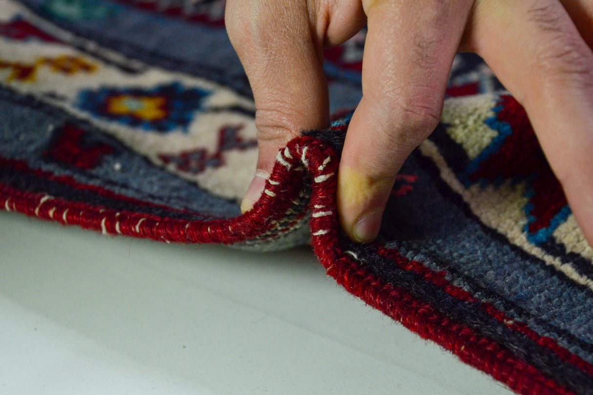 Borukkuyu / 4x13 Blue Vintage Tribal Rug Runner Thickness