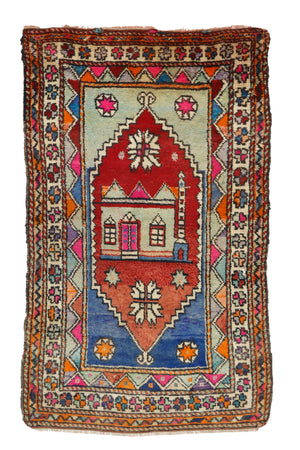 Old Handmade Tribal Prayer Rug