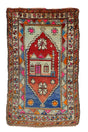 Dedeburnu / 2x4 Old Handmade Tribal Prayer Rug Front Side