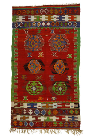 Red Turkish Vintage Kilim Rug