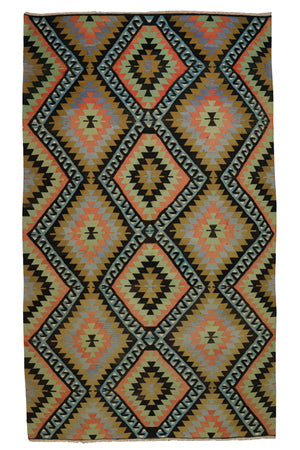 Geometric Vintage Wool Kilim Rug