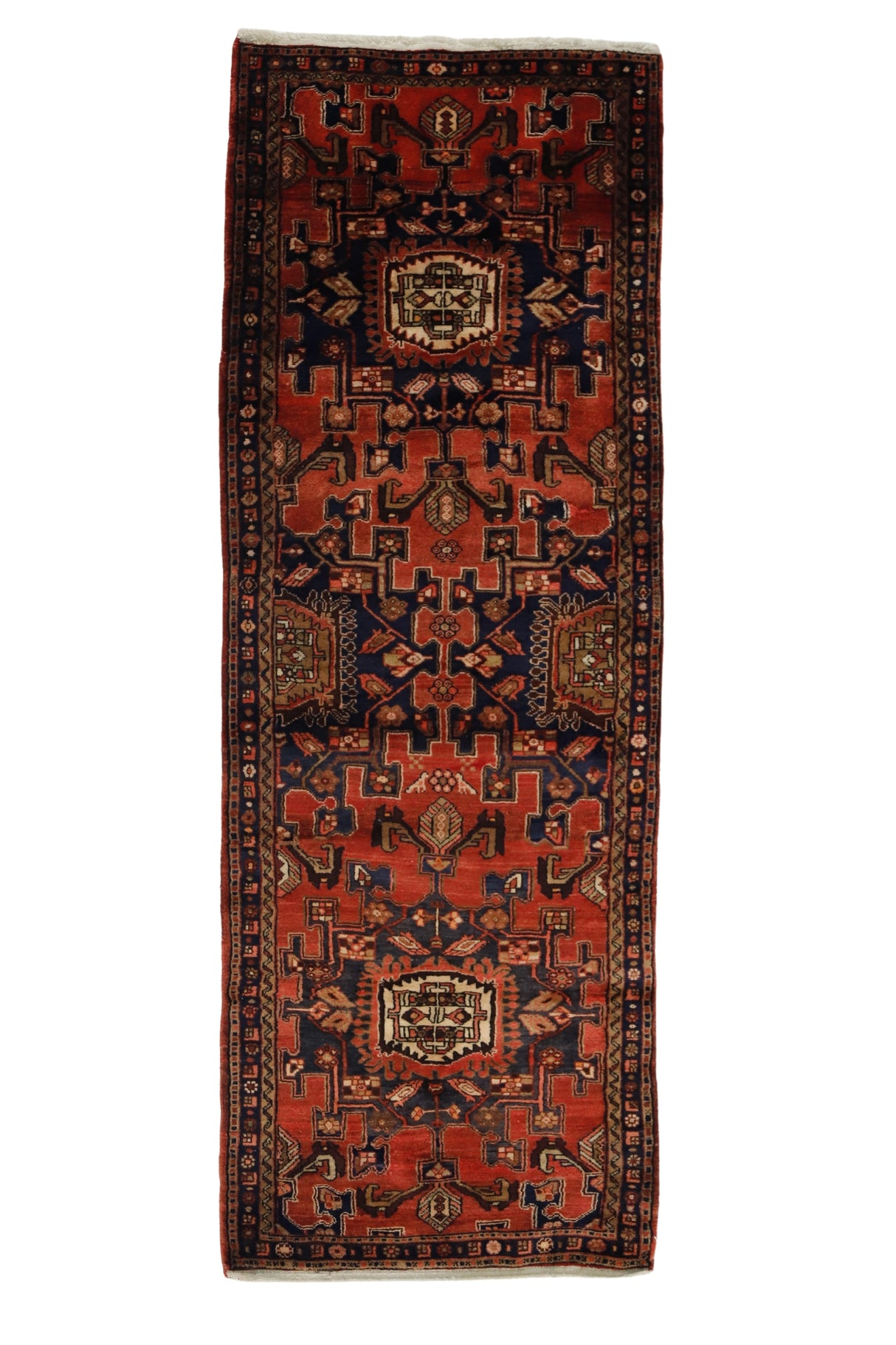 Erdebil / 3x9 Vintage Oriental Wool Rug Runner Front Side