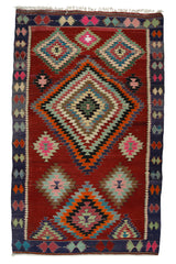 Esenli / 5x9 Bohemian Wool Tribal Kilim Rug Front Side