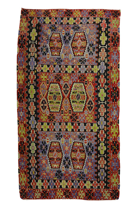 Eskisaray / 5x10 Vintage Oriental Wool Kilim Rug Front Side