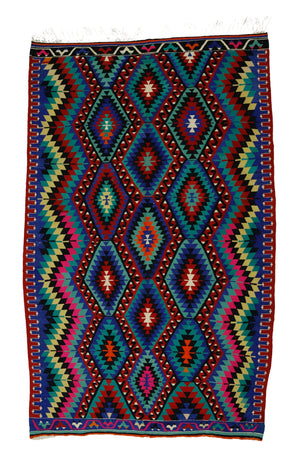 Multi-Color Boho Handmade Kilim Rug
