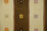 Farsak / 3x20 Striped Vintage Wool Kilim Runner Close Up