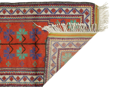 Golcuk / 2x3 Orange Vintage Wool Rug Back Side