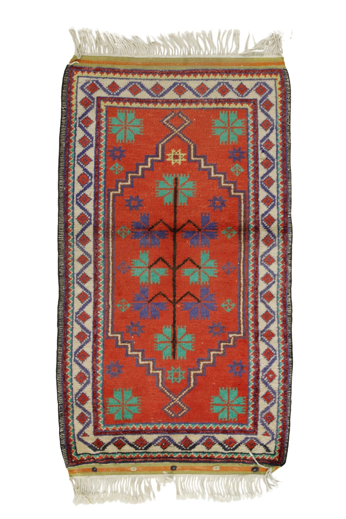 Golcuk / 2x3 Orange Vintage Wool Rug Front Side