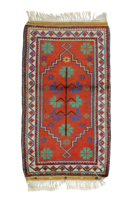 Golcuk / 2x3 Orange Vintage Wool Rug Front Side