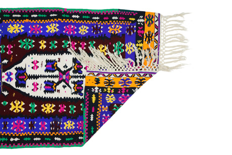 Halalca / 3x4 Multi-color Vintage Bohemian Kilim Back Side