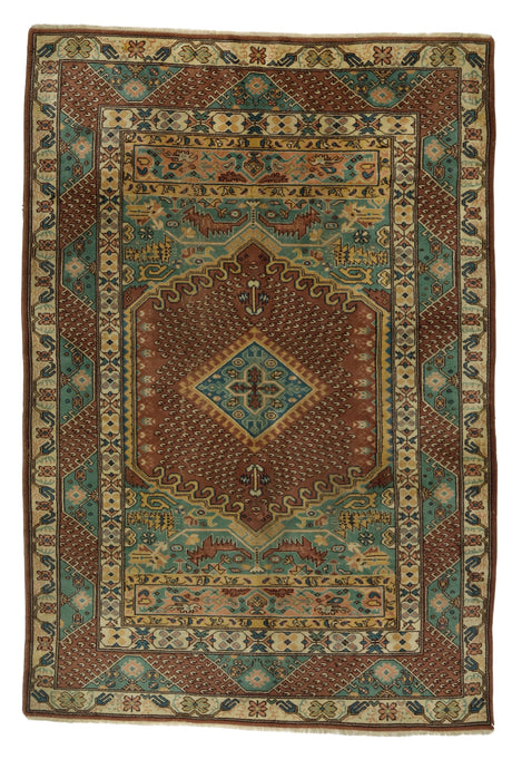 Hayalli / 5x8 Vintage Oriental Wool Area Rug Front Side