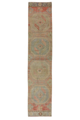 Hayat / 2x12 Pastel Pink Oriental Rug Runner Front Side