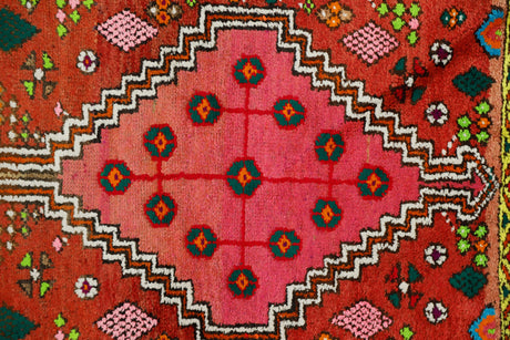 Huzistan / 3x7 Multi-color Bohemian Vintage Area Rug Close Up