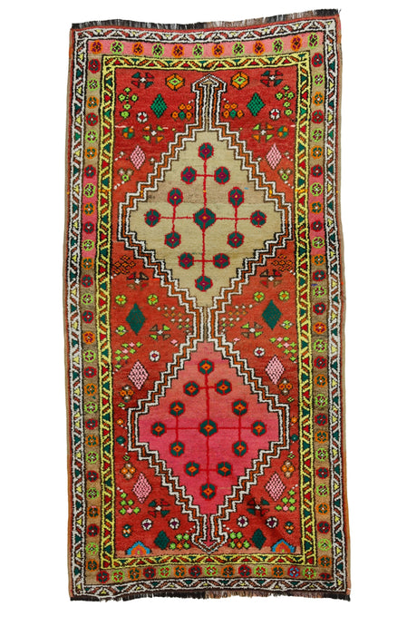 Huzistan / 3x7 Multi-color Bohemian Vintage Area Rug Front Side