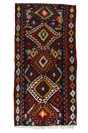 Rustic Vintage Turkish Kilim Rug