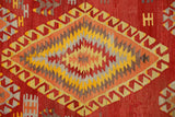 Kaplandere / 5x8 Red Rustic Vintage Area Kilim Rug Close Up