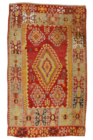 Red Rustic Vintage Area Kilim Rug