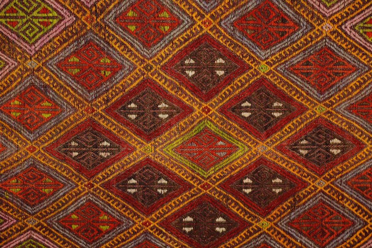 Kulu / 5x8 Vintage Oriental Turkish Kilim Rug Close Up
