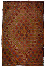 Kulu / 5x8 Vintage Oriental Turkish Kilim Rug Front Side