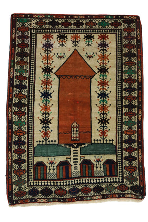 Vintage Wool Prayer Rug 