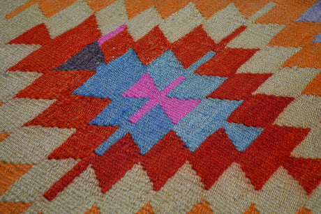 Saklıkent / 6x13 - Vintage Multi-Color Boho Kilim Front Detail