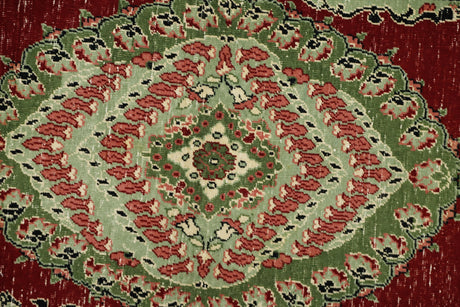 Senirkent / 3x8 Vintage Oriental Wool Area Rug Close Up