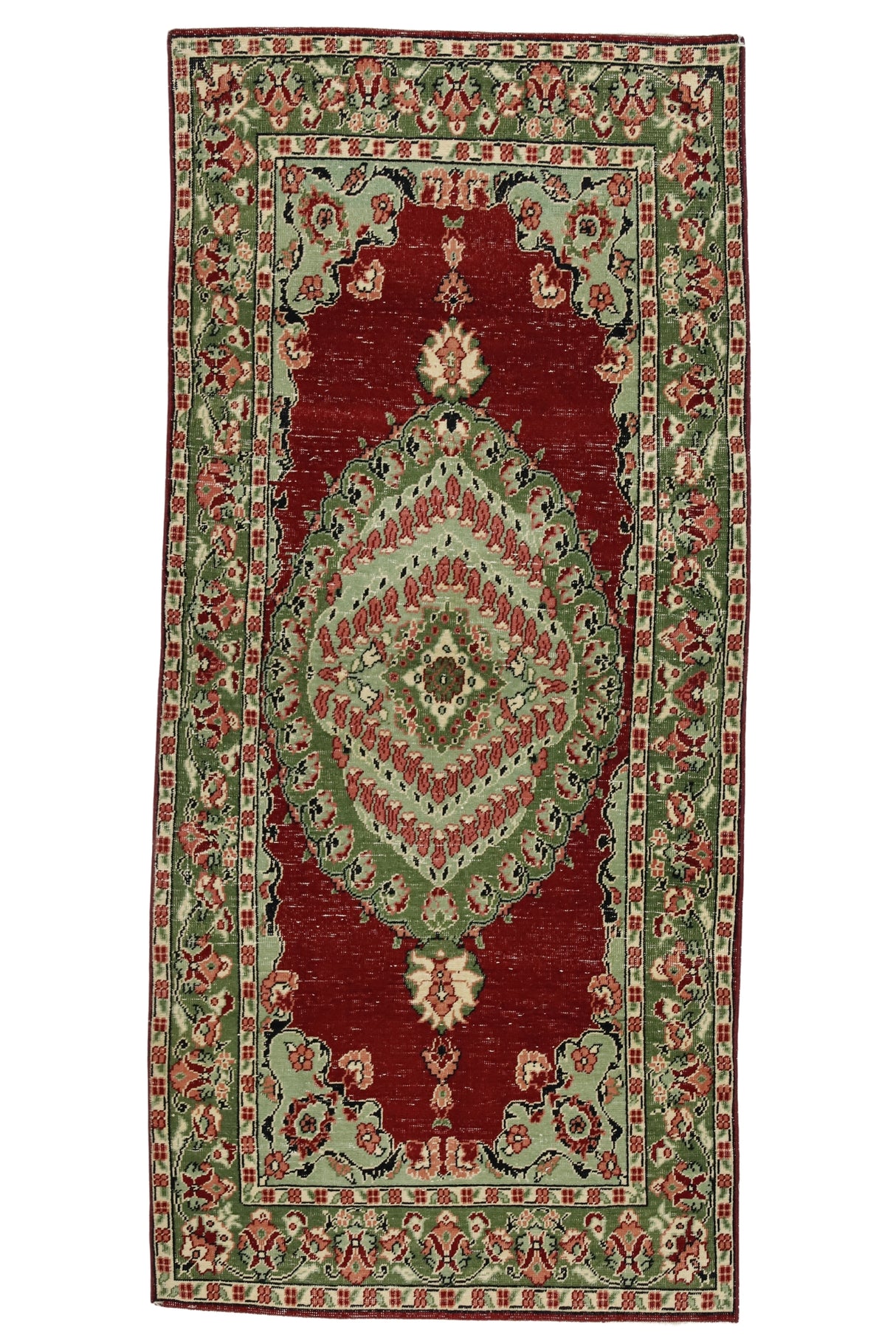 Senirkent / 3x8 Vintage Oriental Wool Area Rug Front Side