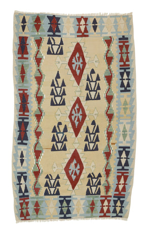 Bohemian Wool Turkish Kilim Rug