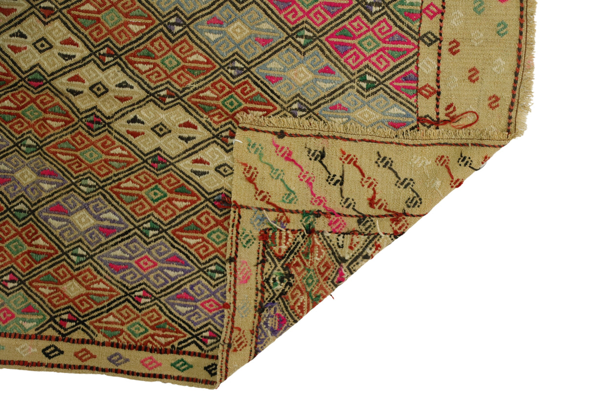 Topraklık / 4x6 Vintage Oriental Handmade Kilim Rug Back Side