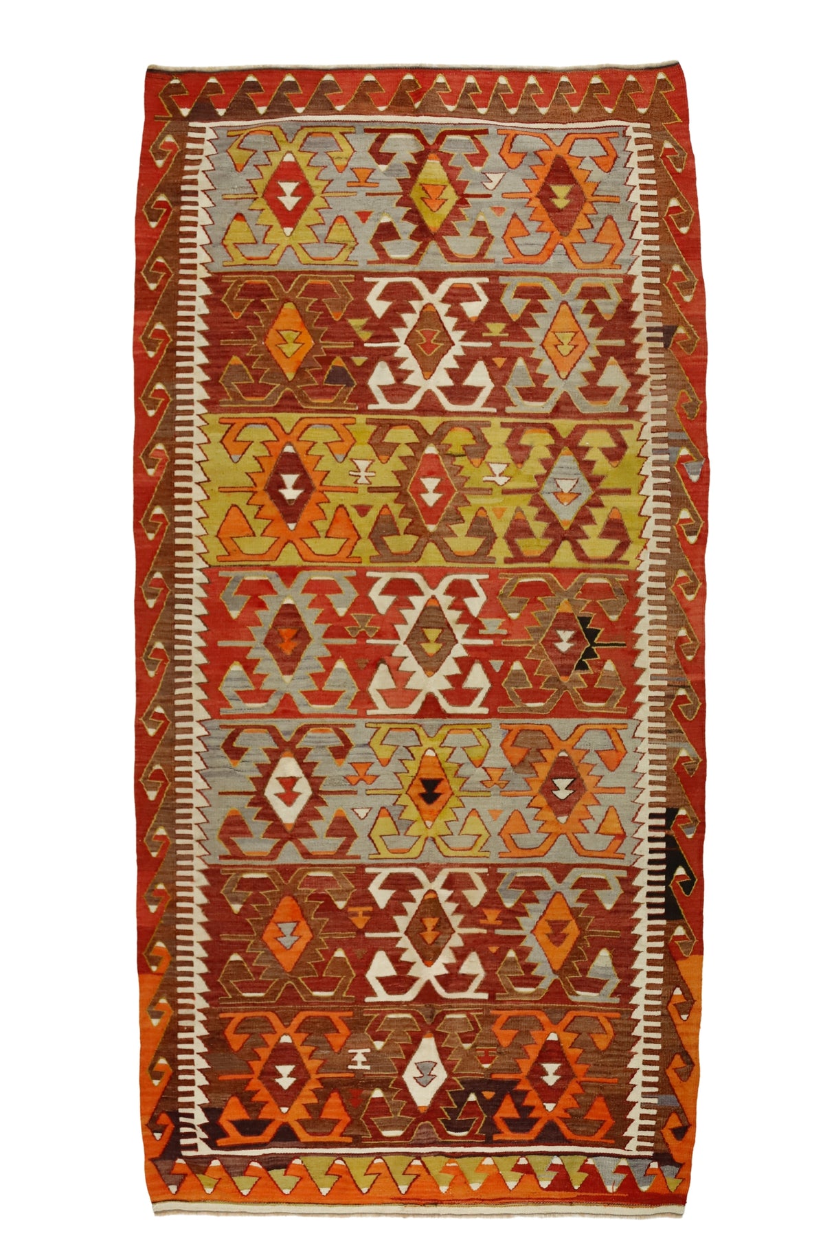 Toprakvadi / 5x10 Vintage Oriental Wool Kilim Rug Front Side