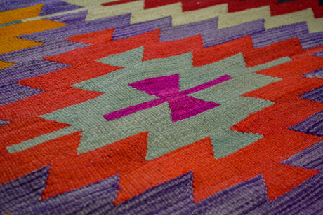 Uluyayla / 6x9 Multicolor Vintage Oriental Kilim Rug Detail