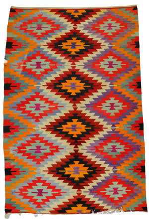 Multicolor Vintage Oriental Kilim Rug