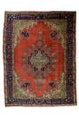 Yaylabelen / 7x9 Red Vintage Oriental Area Rug Front Side