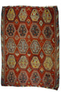Yelbeyi / 8x11 Oversize Red Turkish Kilim Rug Front Side